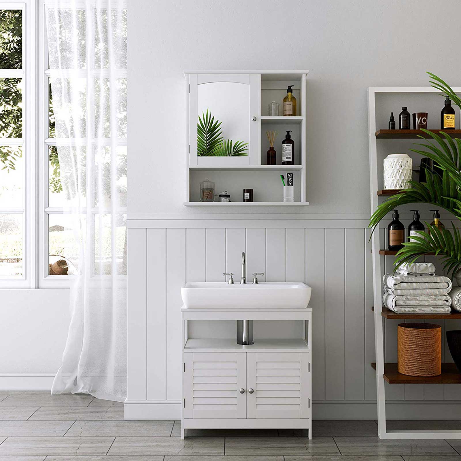 Wall Cabinet - White - Wooden