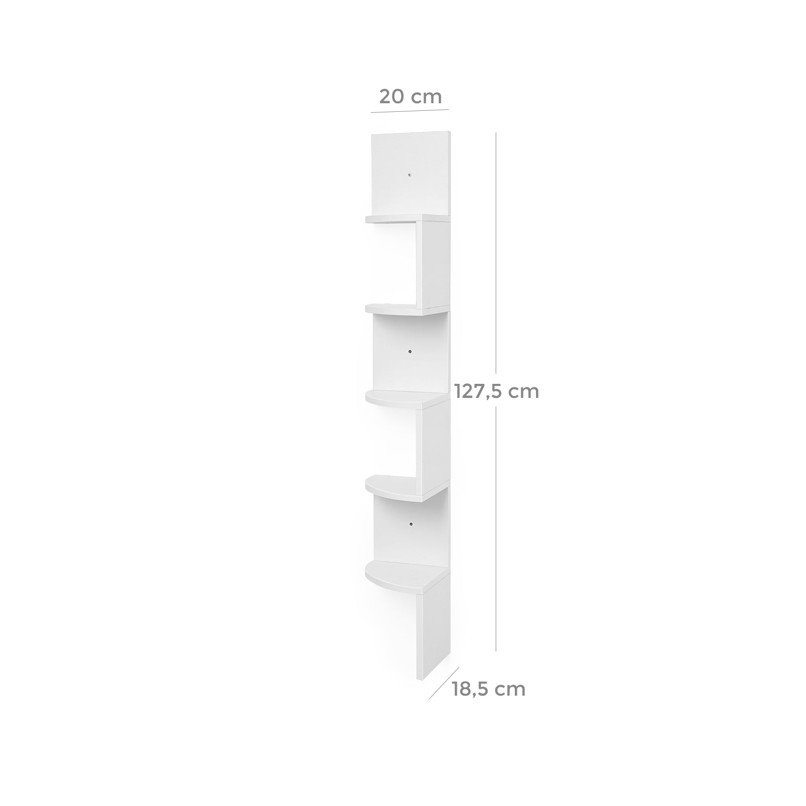 5-Tier Floating Wall Corner Shelf - Wood - White - Zigzag Design