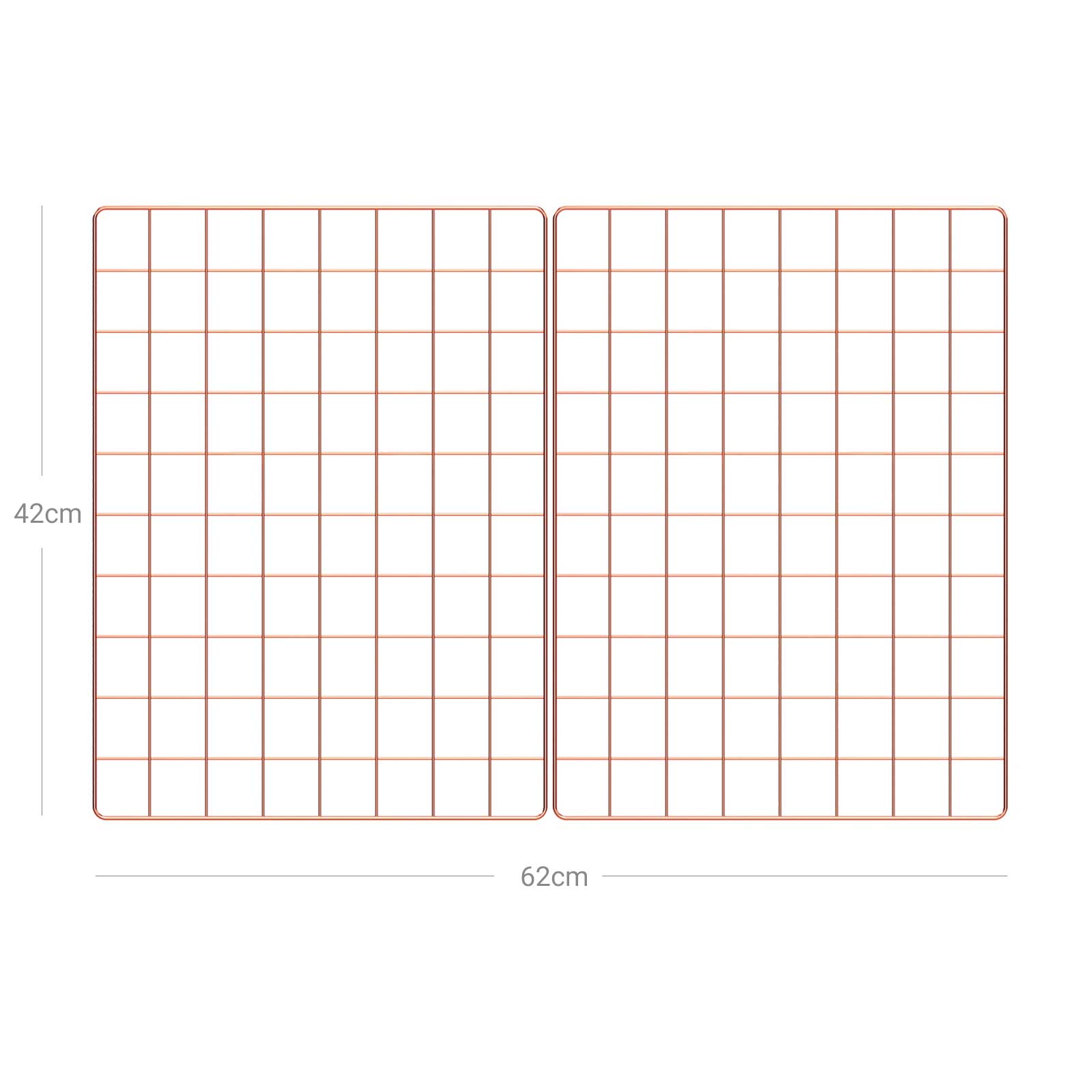 Wall Grid Photo Panel - Metal Mesh - Rose Gold - Set of 2 with S Hooks and Clips