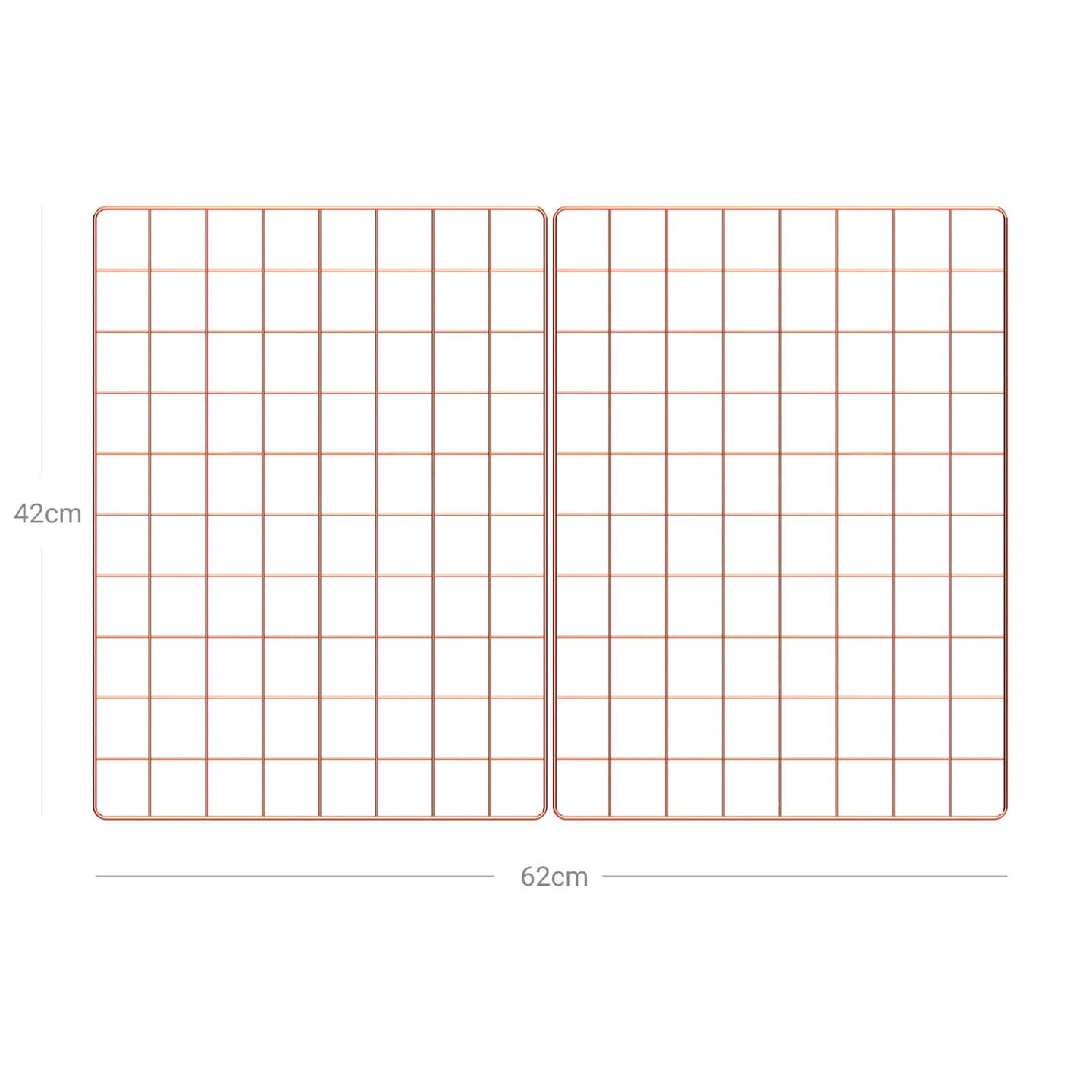 Wall Grid Photo Panel - Metal Mesh - Rose Gold - Set of 2 with S Hooks and Clips