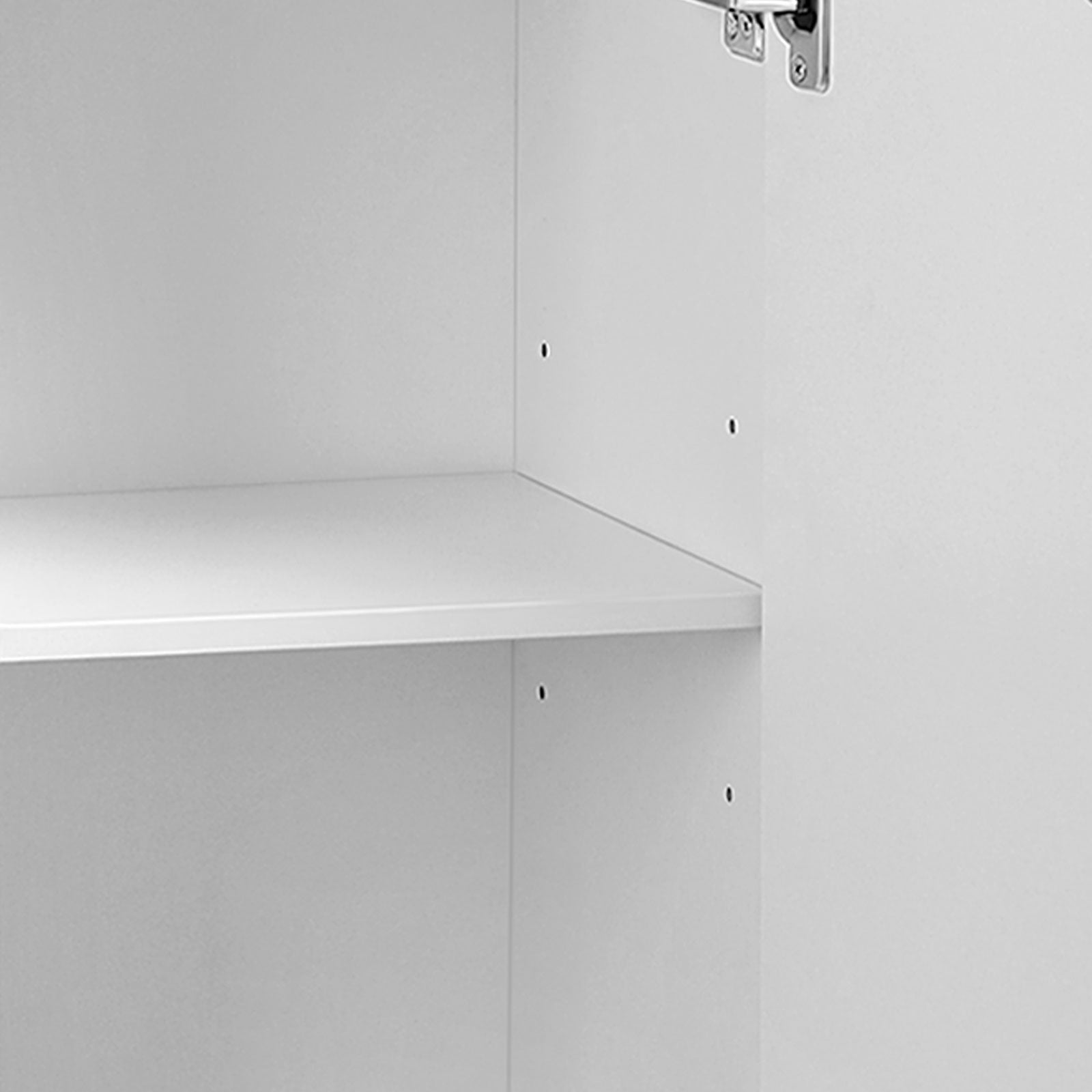 Wall Mounted Bathroom Cabinet - Wood - White - Adjustable Shelves and Buffer Hinges