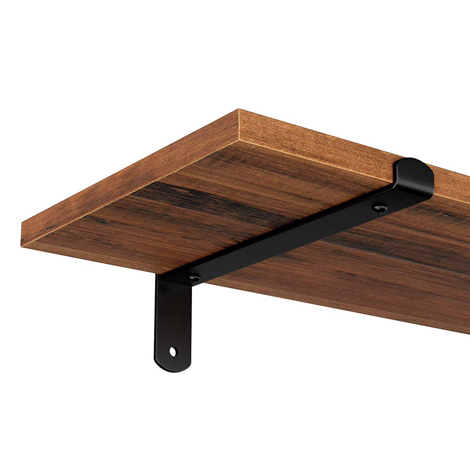 Wall Mounted Floating Shelves - MDF - Brown & Black - Set of 2