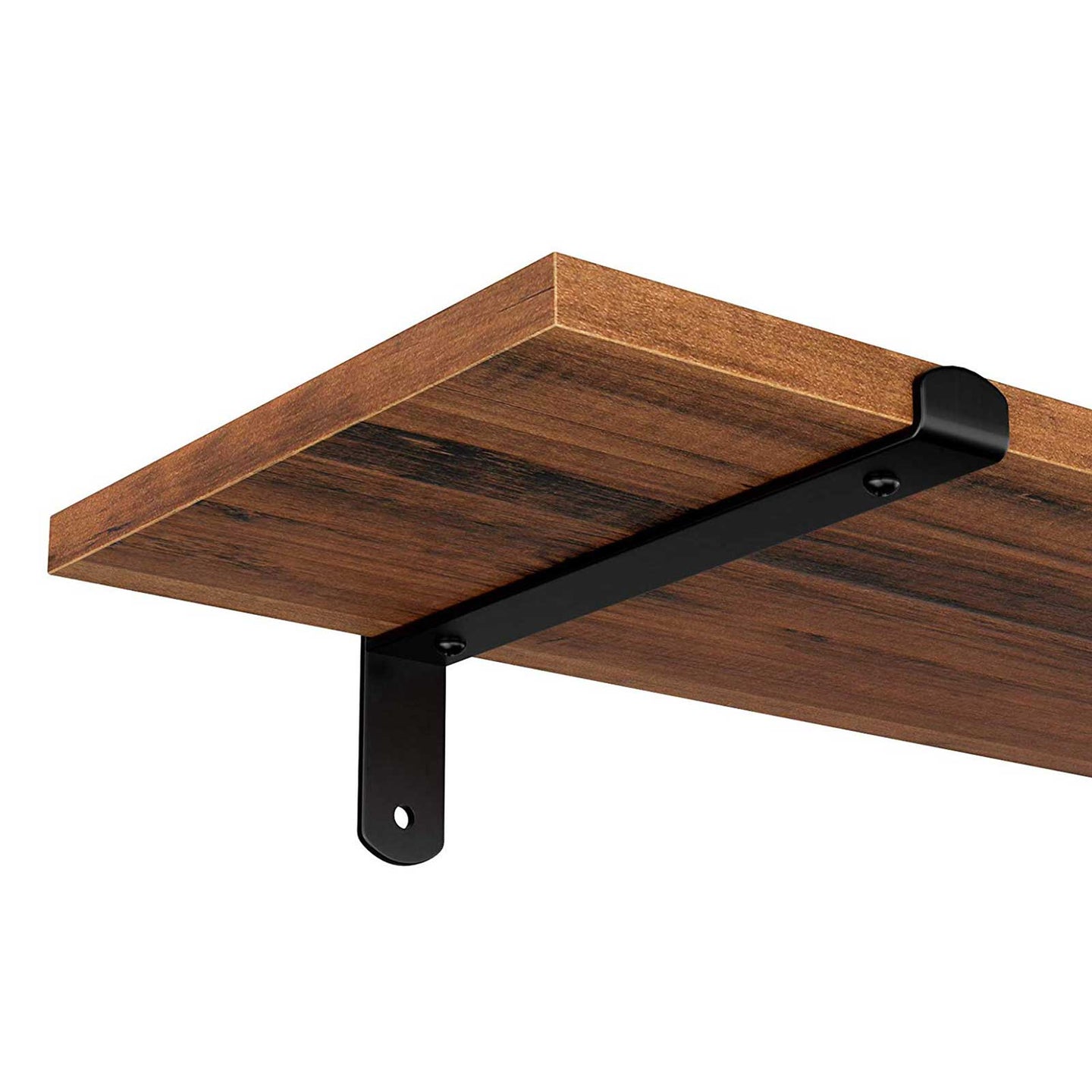 Wall Mounted Floating Shelves - MDF - Brown & Black - Set of 2
