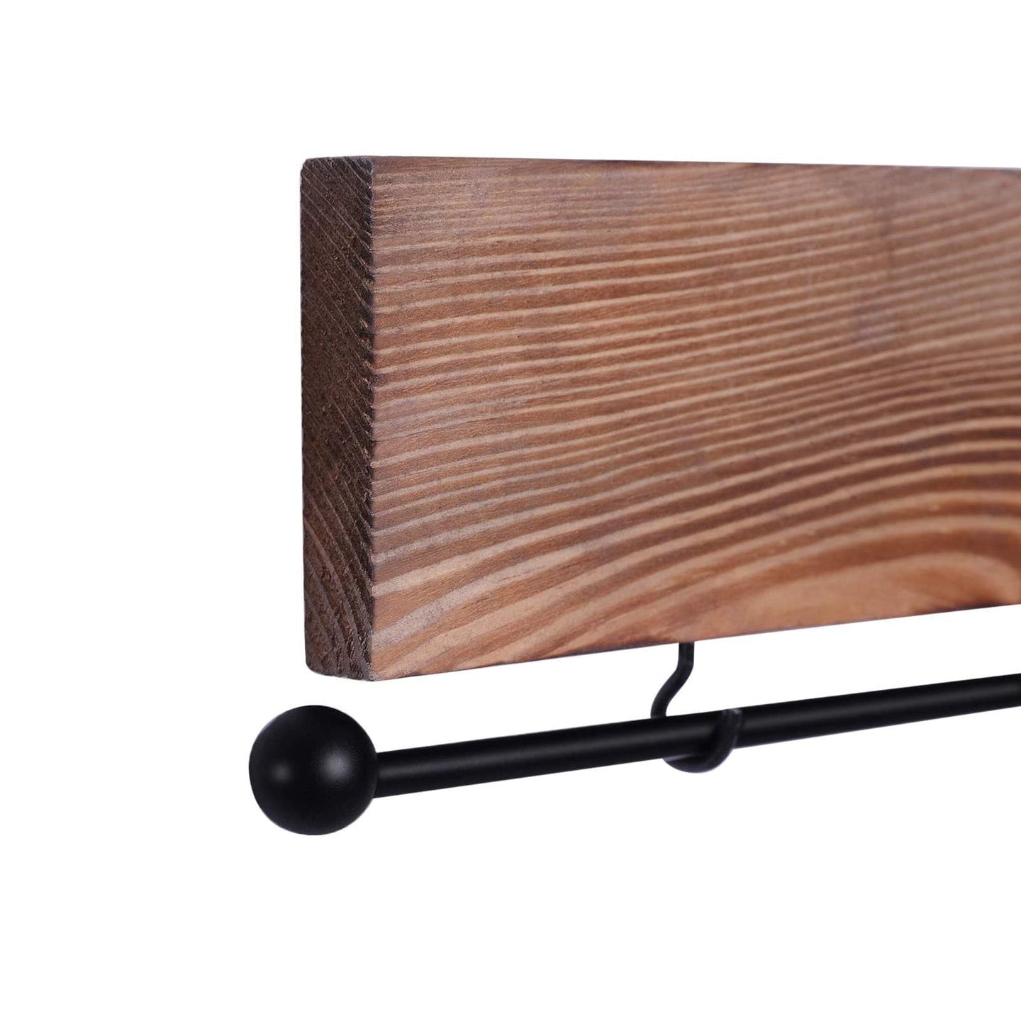 Wall-Mounted Jewellery Organisers - Wood - Rustic Brown - Set of 3 with Bracelet Rod and 30 Hooks