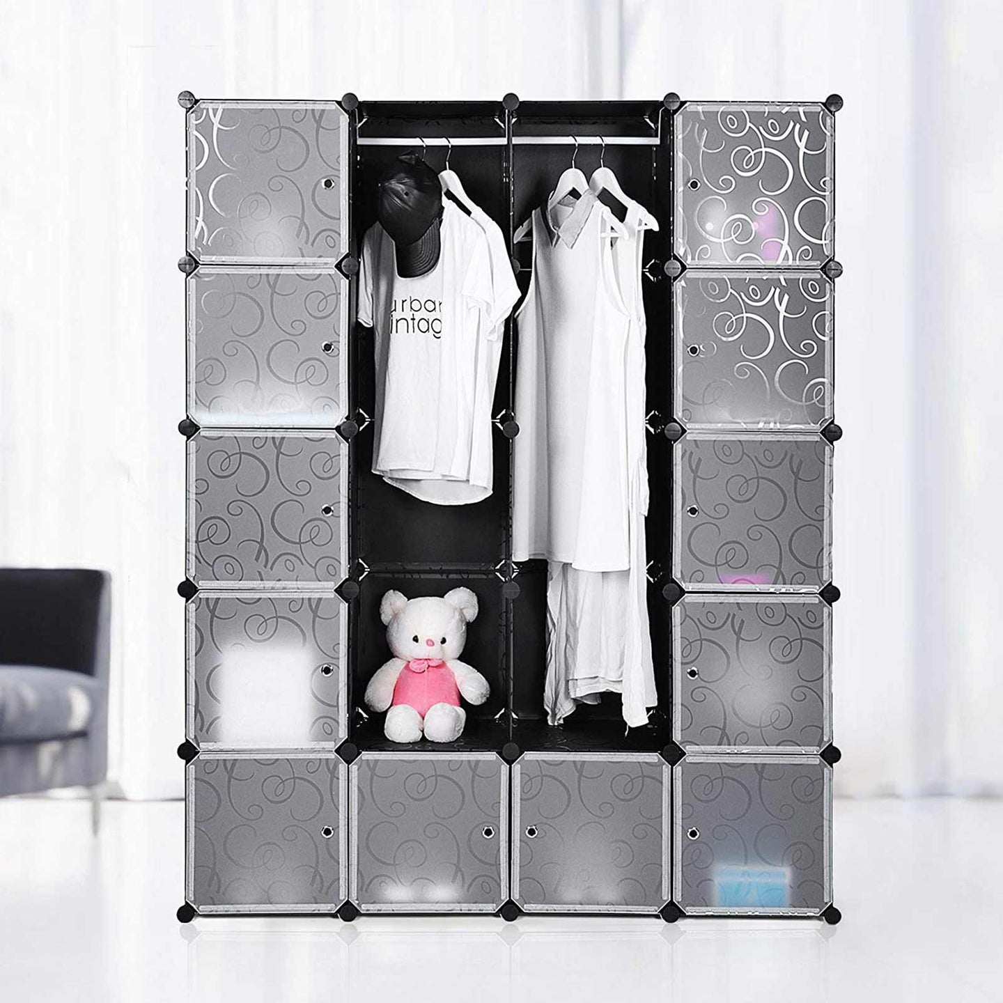 Wardrobe - Metal - Black - Two Clothes Rails