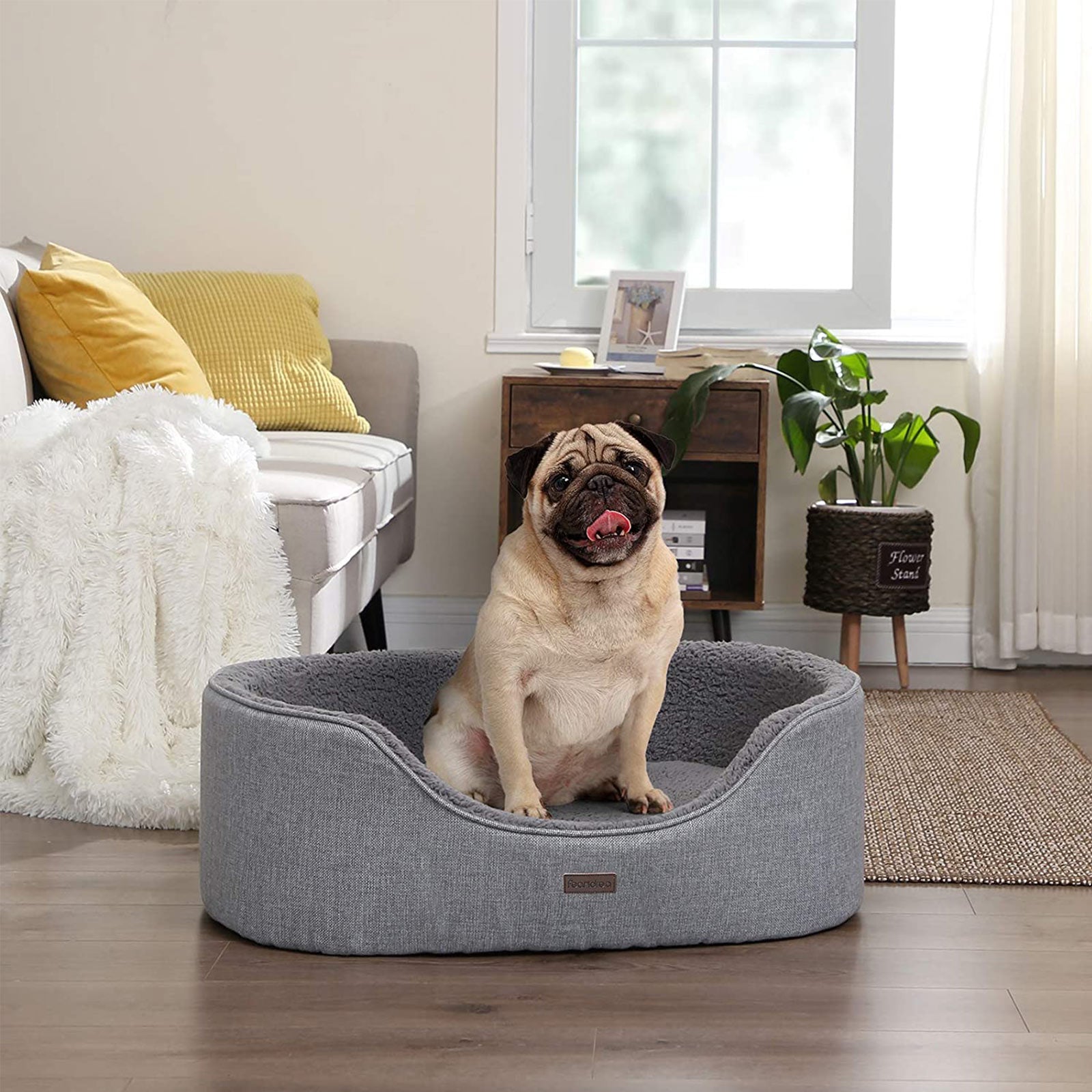 Dog Bed - Fabric - Multicolor - Washable and Reversible Cushion