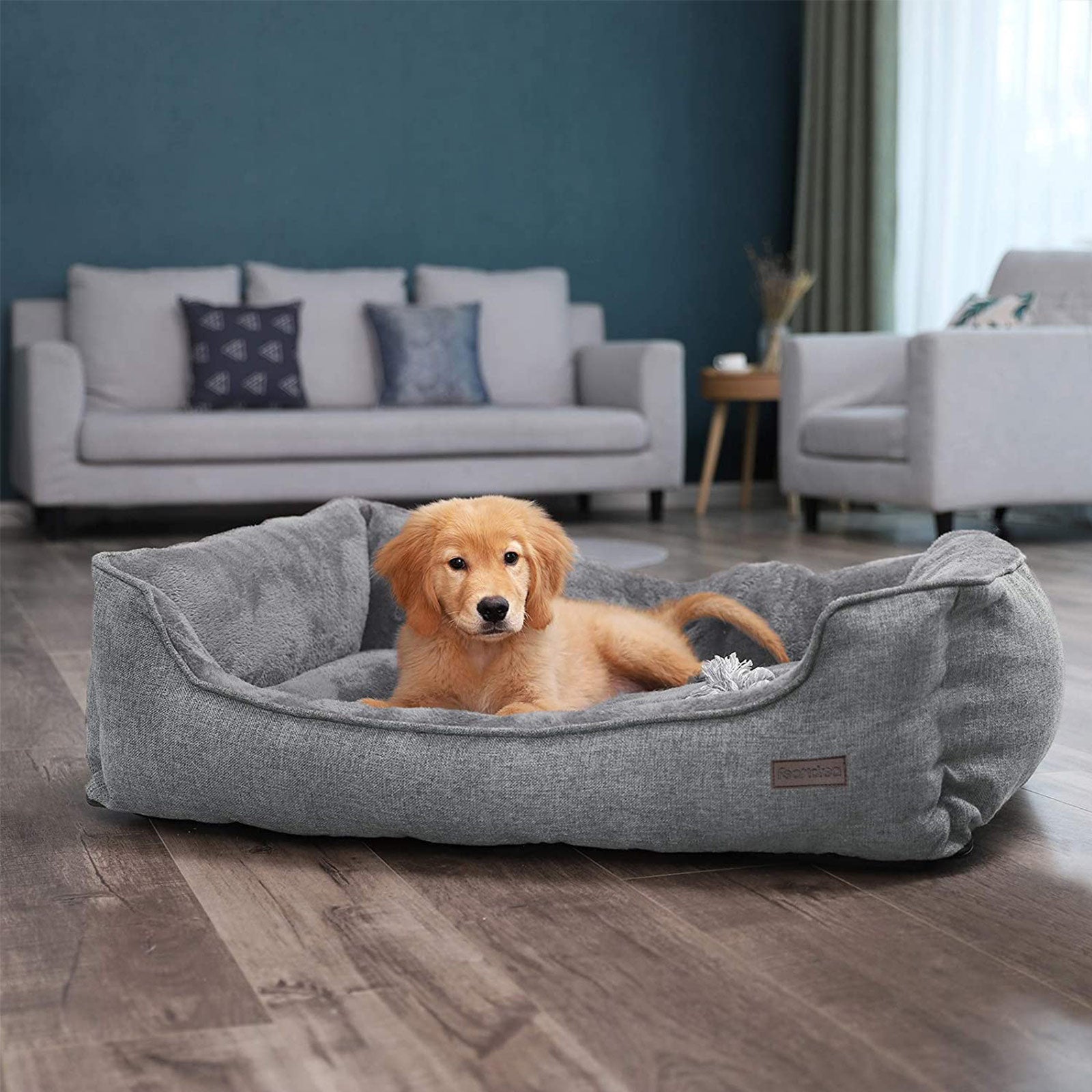 Dog Bed - Fabric - Brown - XXL with Removable Cover