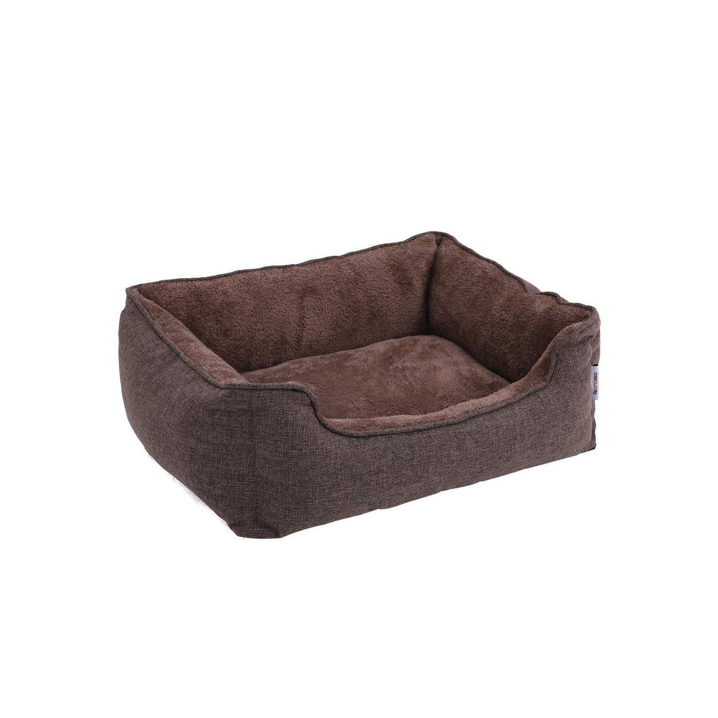 Dog Bed - Plush Fabric - Brown - Washable with Removable Cover