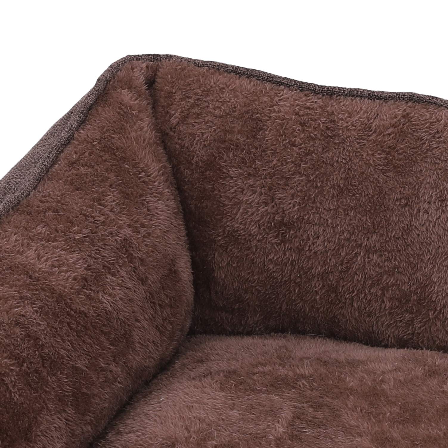 Dog Bed - Plush Fabric - Brown - Washable with Removable Cover