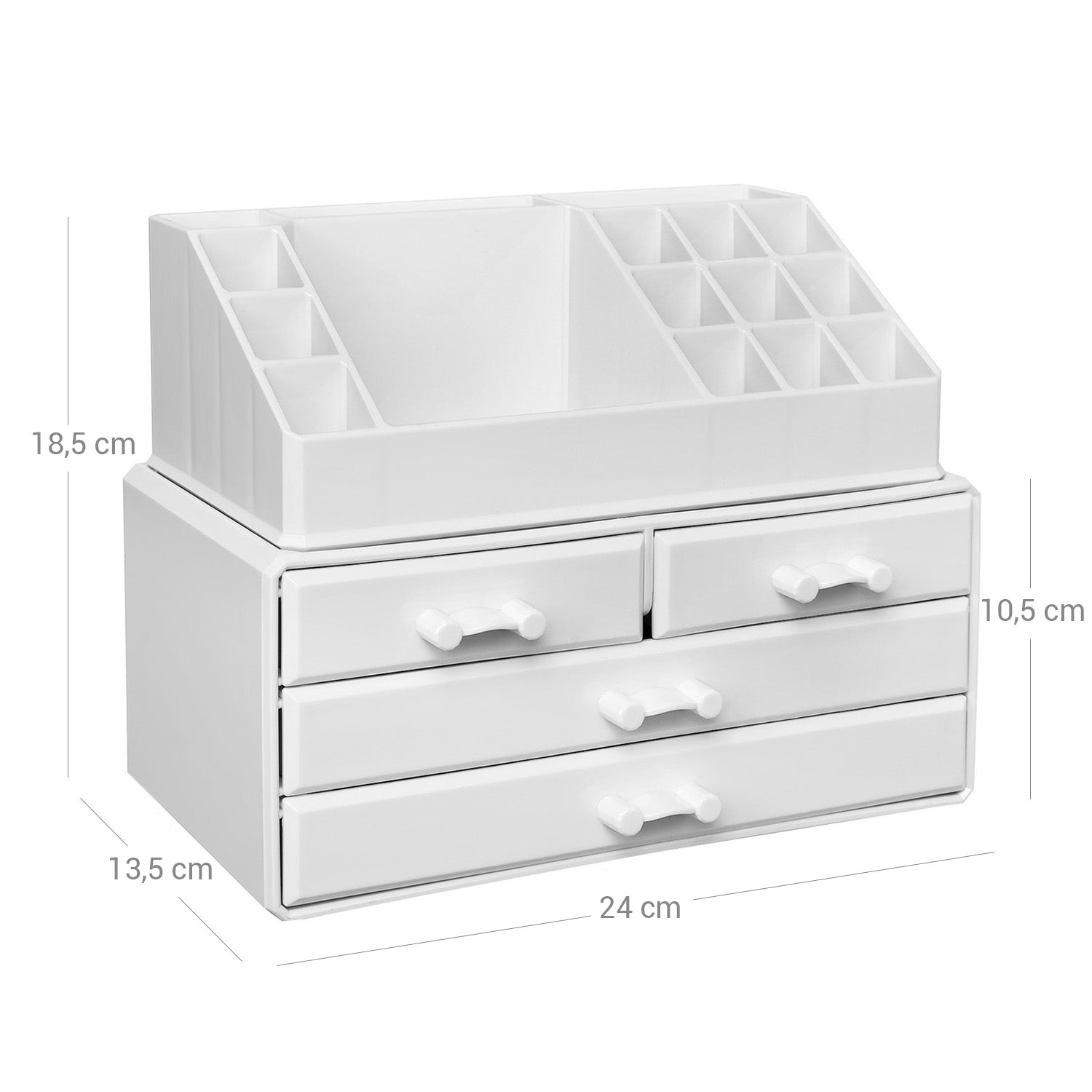 Acrylic Makeup Organizer - Acrylic - White - 4 Drawer Storage Solution for Cosmetics and Jewelry