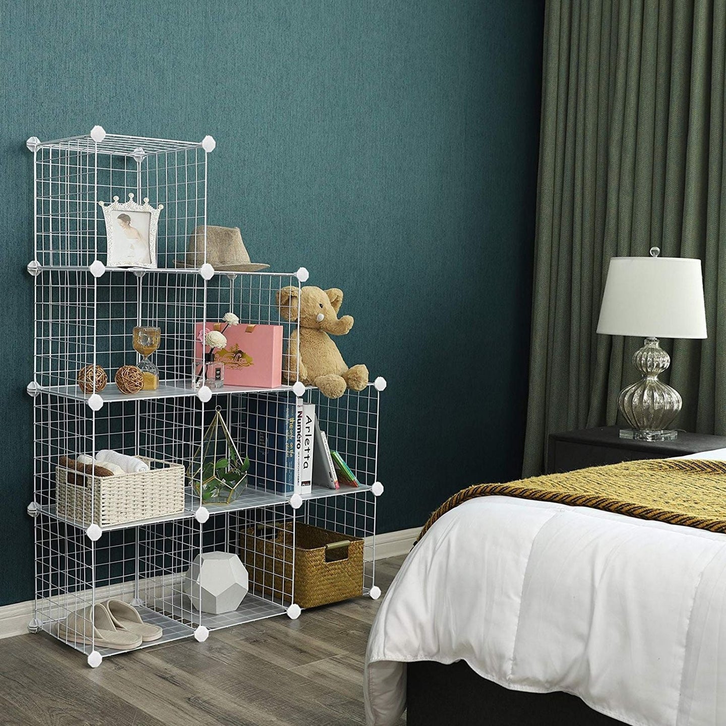 Storage Cubes - Metal Wire - White - Interlocking Shelving Unit with PP Plastic Sheets