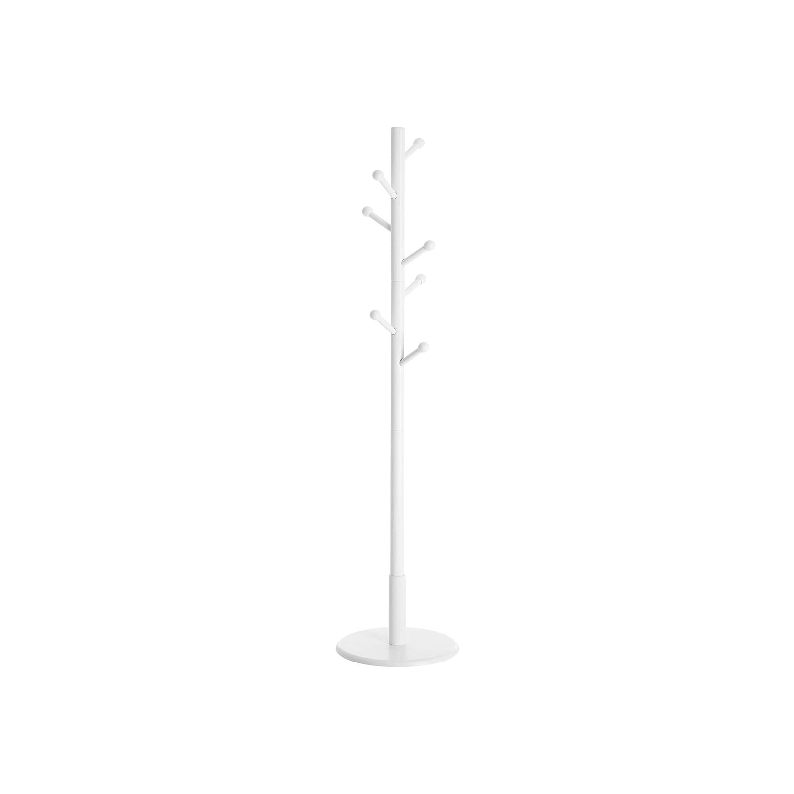 Hall Tree - Wood - White - Free Standing with 7 Rounded Hooks