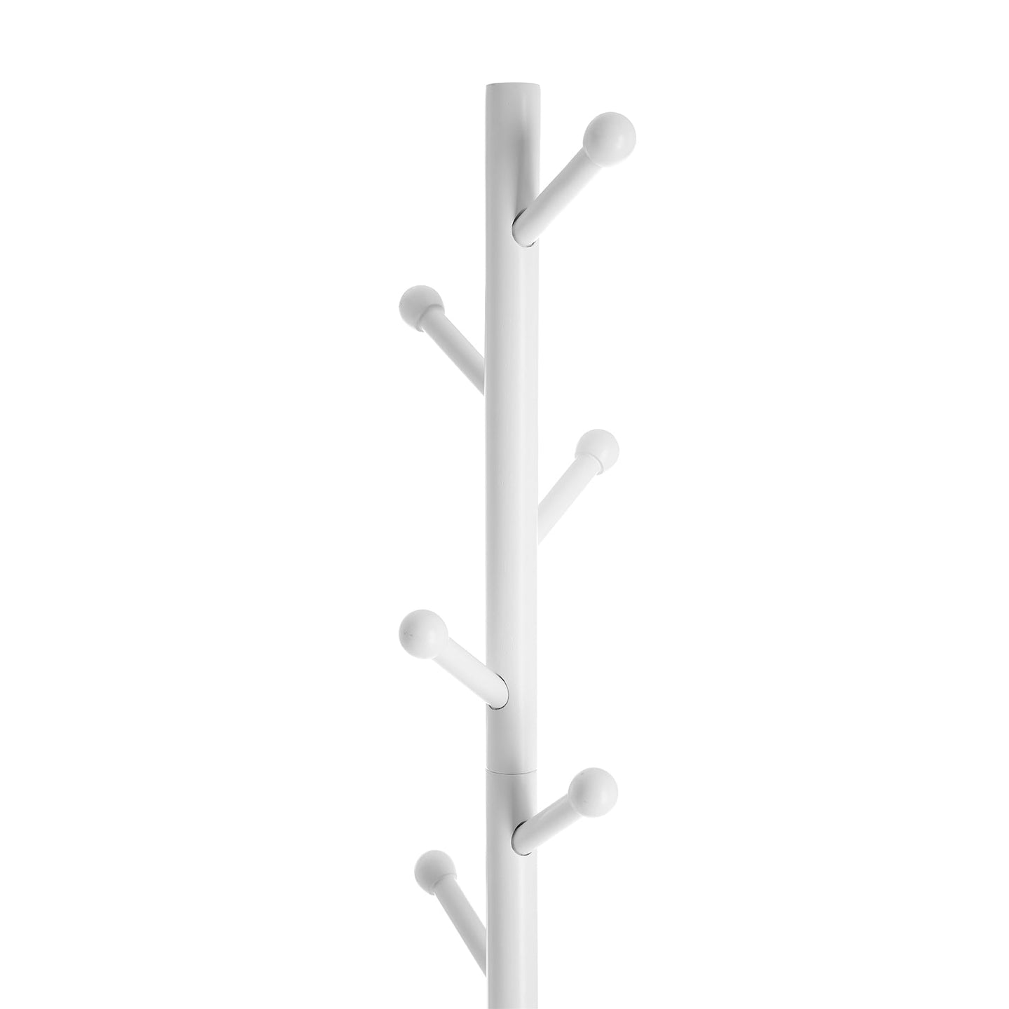 Hall Tree - Wood - White - Free Standing with 7 Rounded Hooks