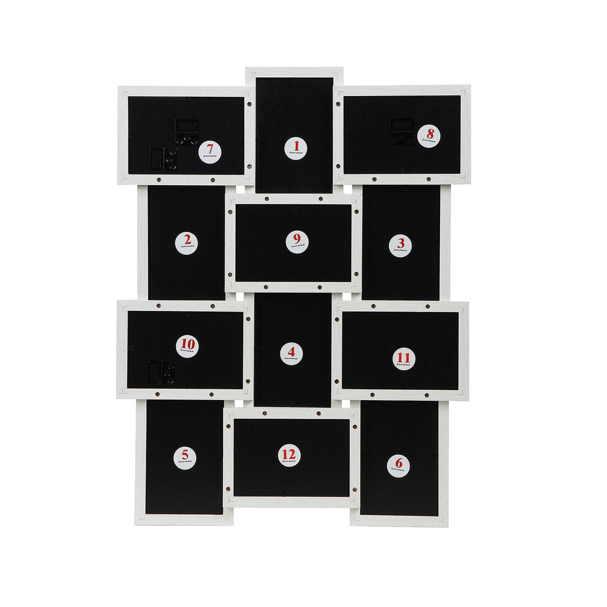 Collage Picture Frame - White Wood Grain - 12 Photos (4" x 6") + 1 Single Frame