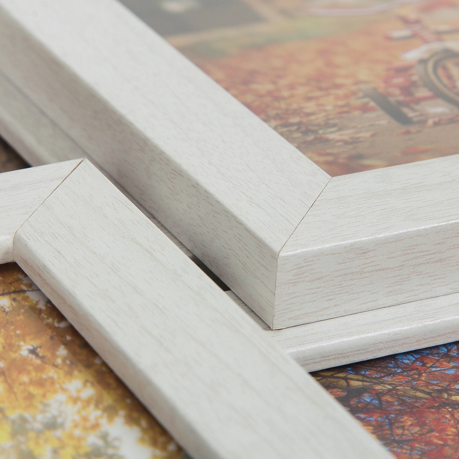 Collage Picture Frame - White Wood Grain - 12 Photos (4" x 6") + 1 Single Frame