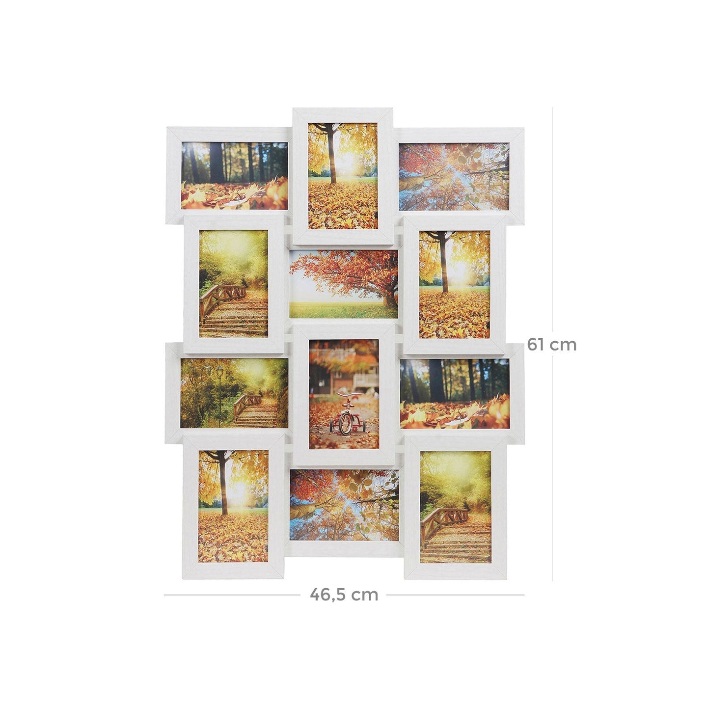 Collage Picture Frame - White Wood Grain - 12 Photos (4" x 6") + 1 Single Frame