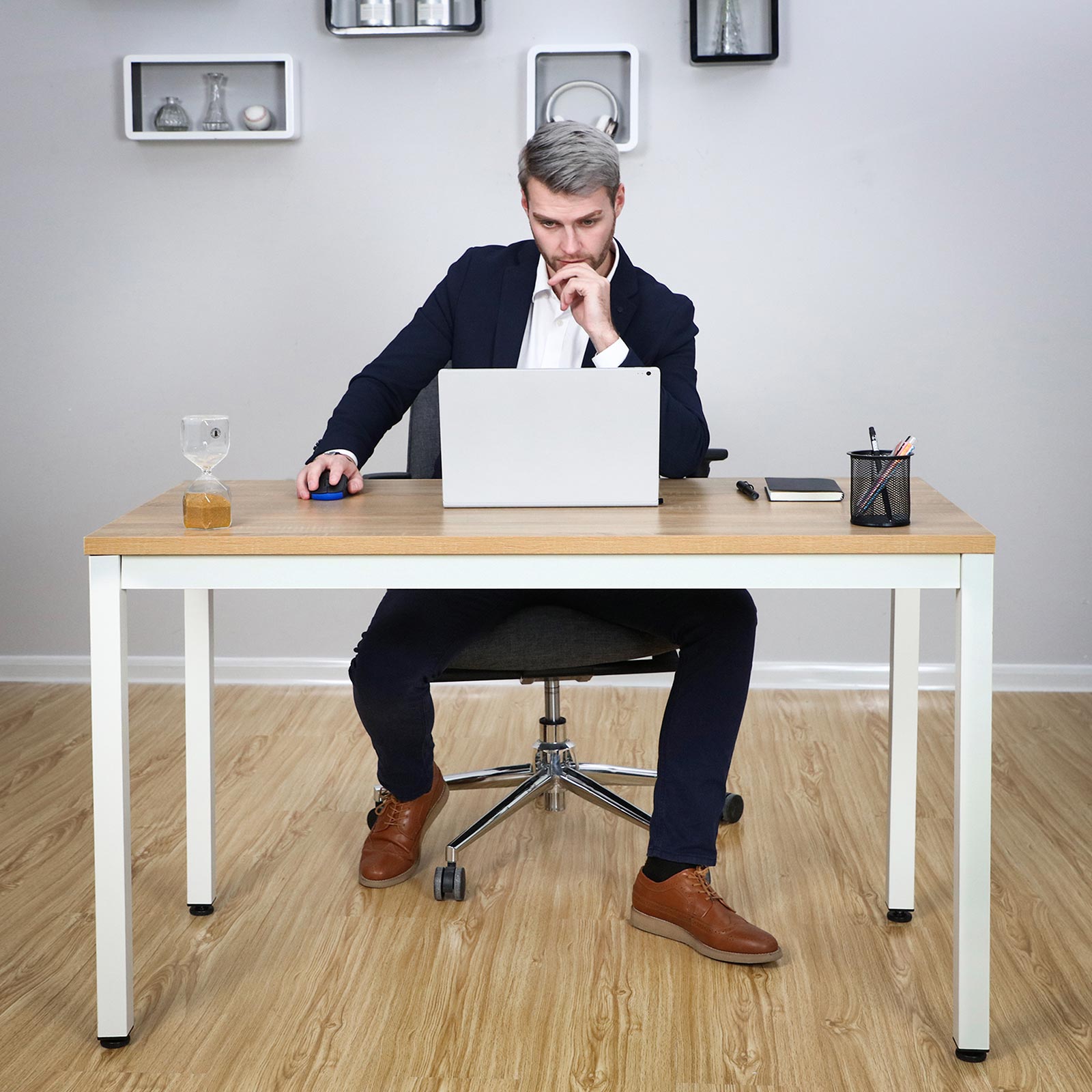 Study Table - Wood - Natural Finish - Large Surface Area with Adjustable Leveling Feet