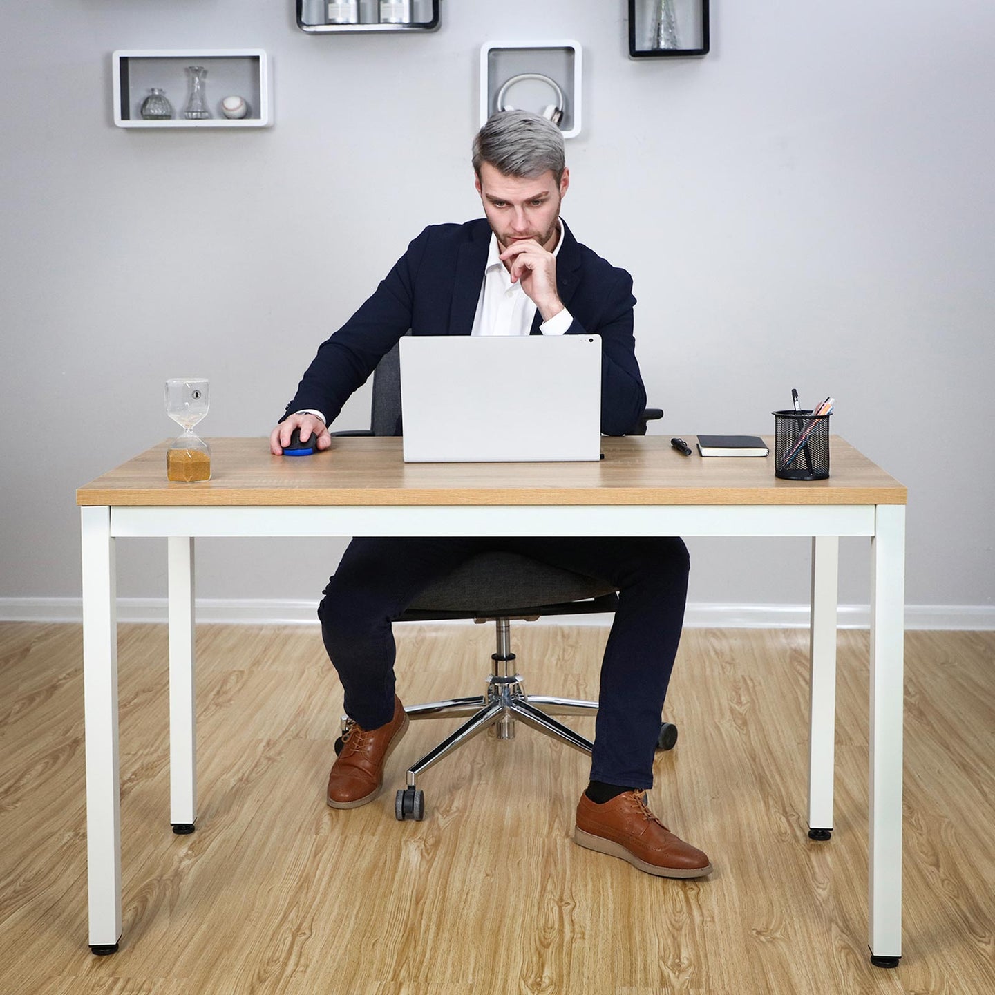 Study Table - Wood - Natural Finish - Large Surface Area with Adjustable Leveling Feet