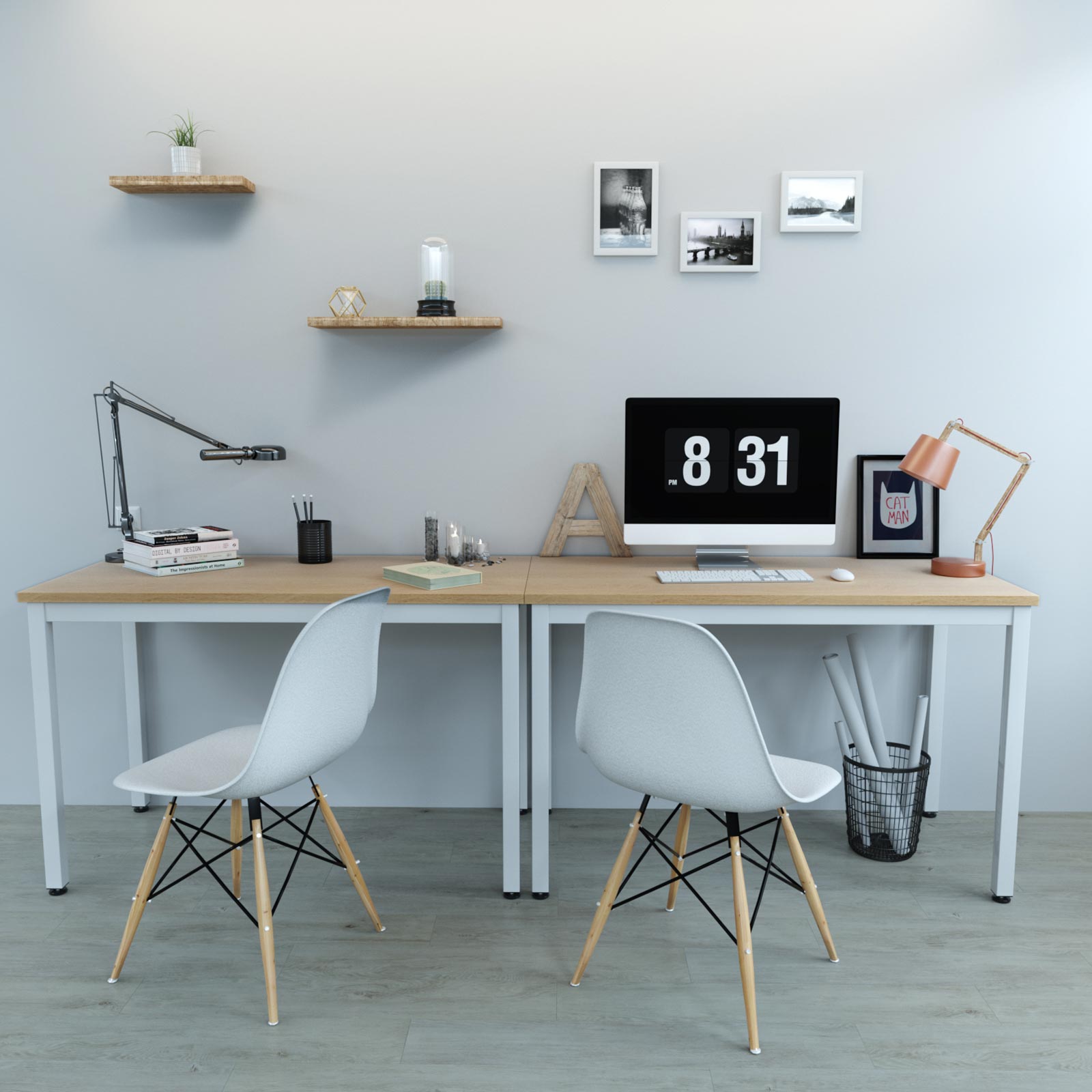 Study Table - Wood - Natural Finish - Large Surface Area with Adjustable Leveling Feet