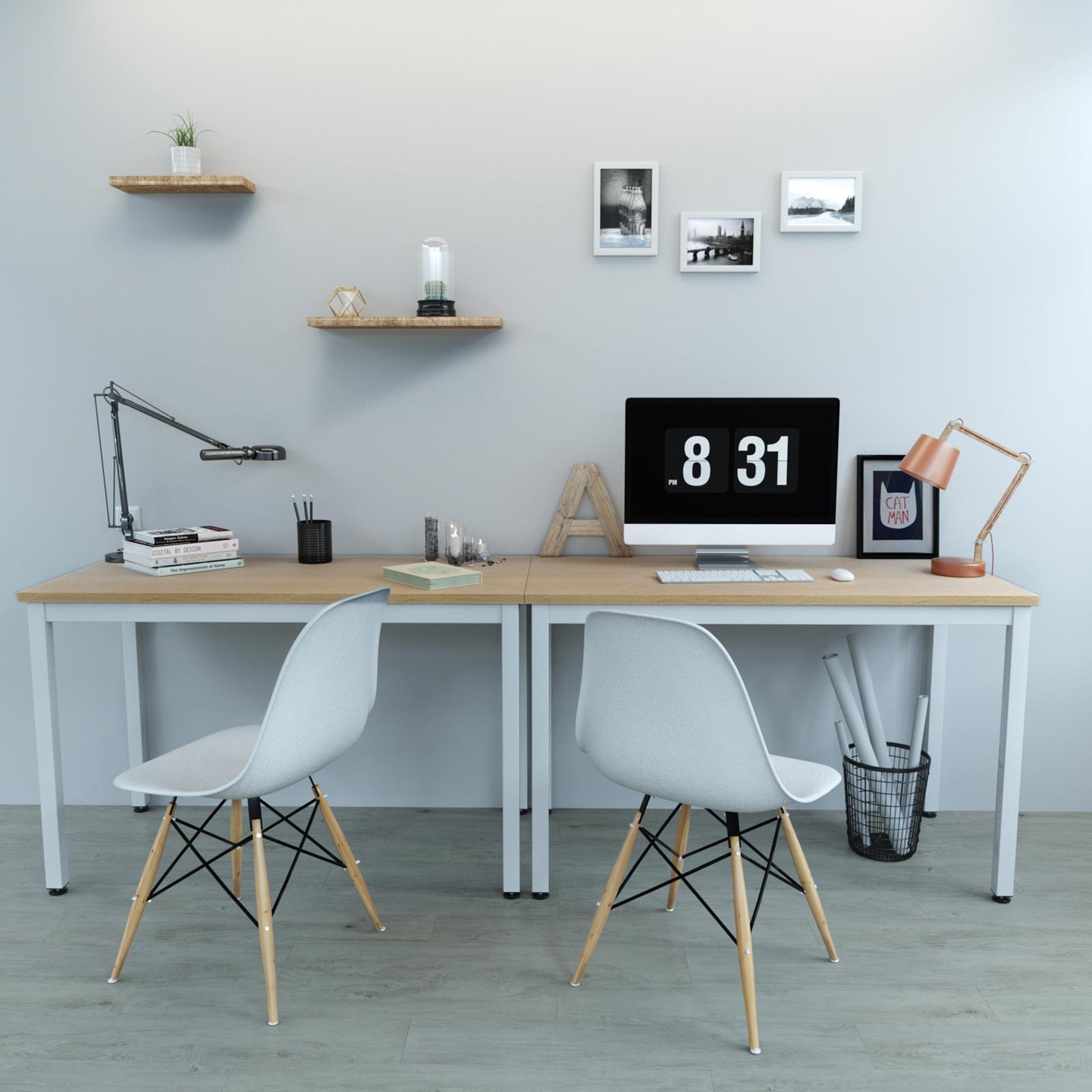 Study Table - Wood - Natural Finish - Large Surface Area with Adjustable Leveling Feet