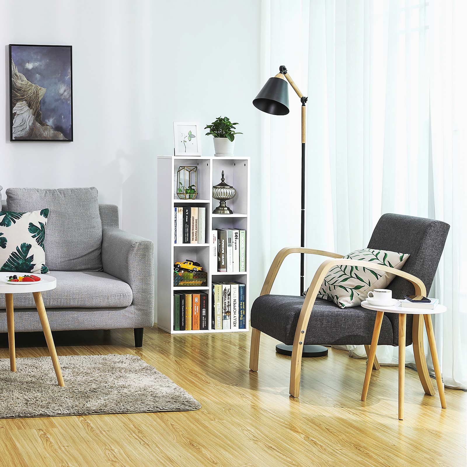 Bookcase - 7 Grid Design - Wood - Oak