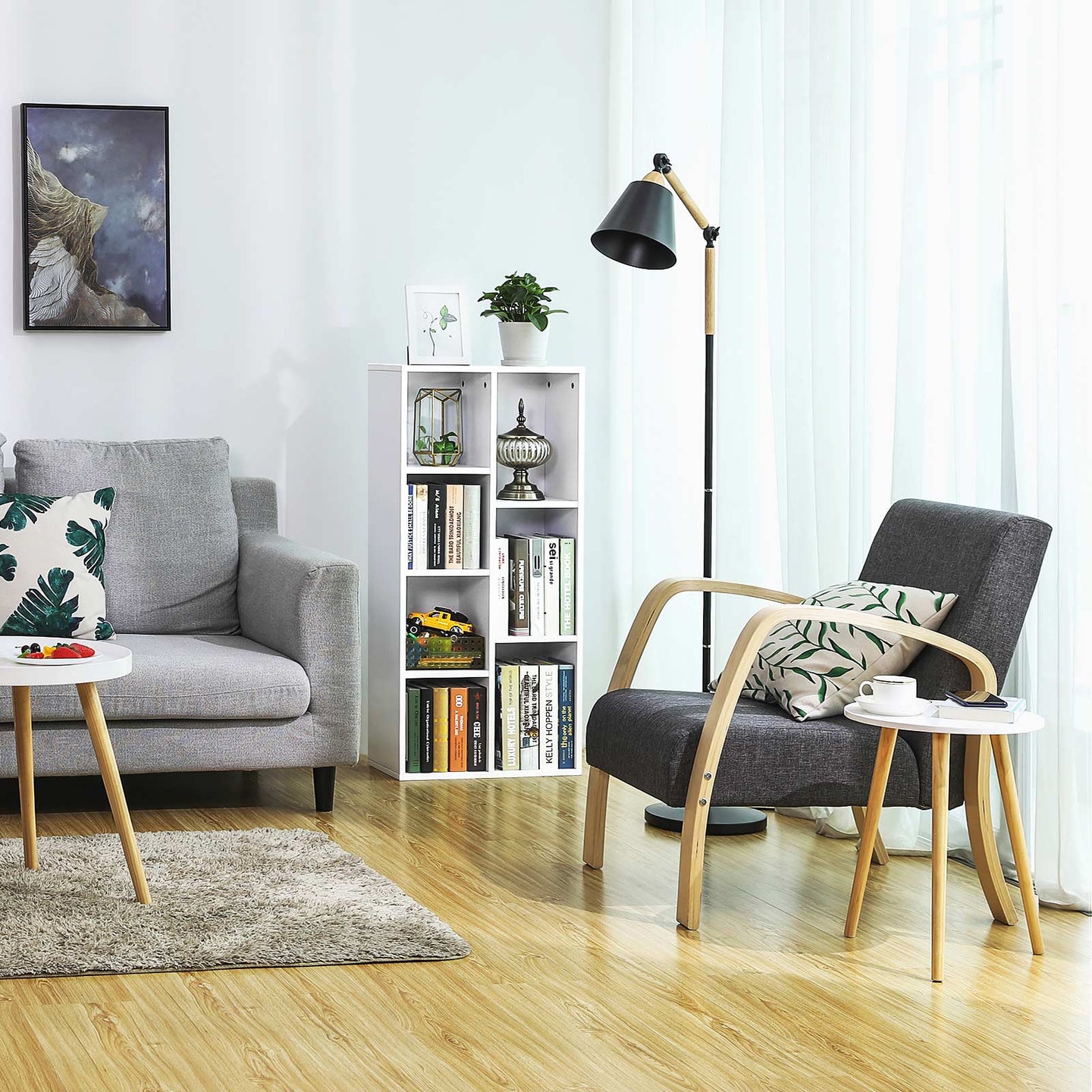 Bookcase - 7 Grid Design - Wood - Oak