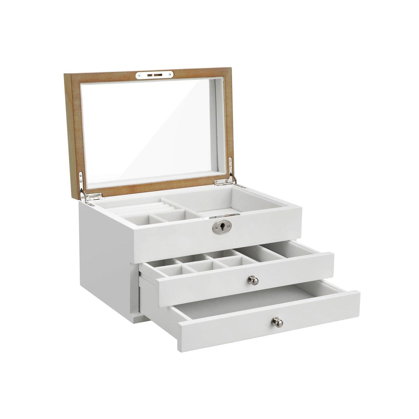 Jewelry Organizer - Engineered Wood - Black - 3-Tier with Velvet Lining and Drawers