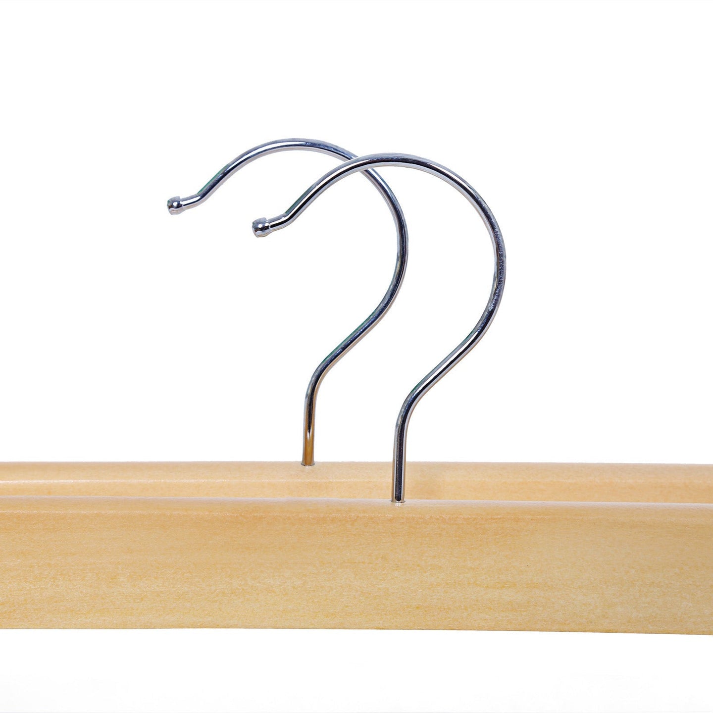 Wooden Skirt Trouser Hangers - Wood - Natural Finish - Adjustable Clips with Rotated Hooks
