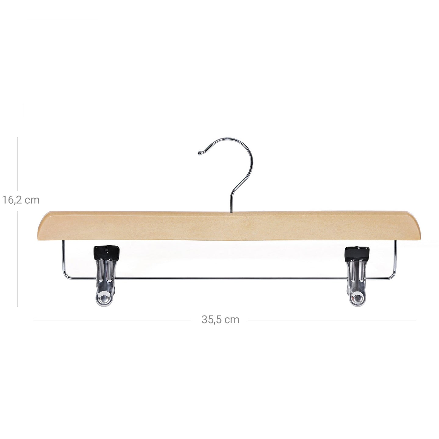 Wooden Skirt Trouser Hangers - Wood - Natural Finish - Adjustable Clips with Rotated Hooks