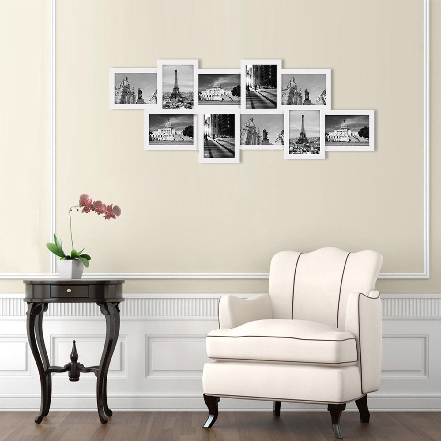 Photo Frame - White Wood Grain - Wall Mounted
