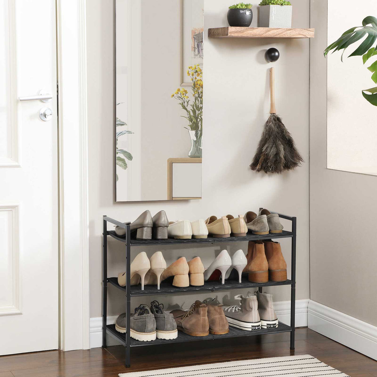 3-Tier Shoe Rack - Smoky Grey - Polyrattan