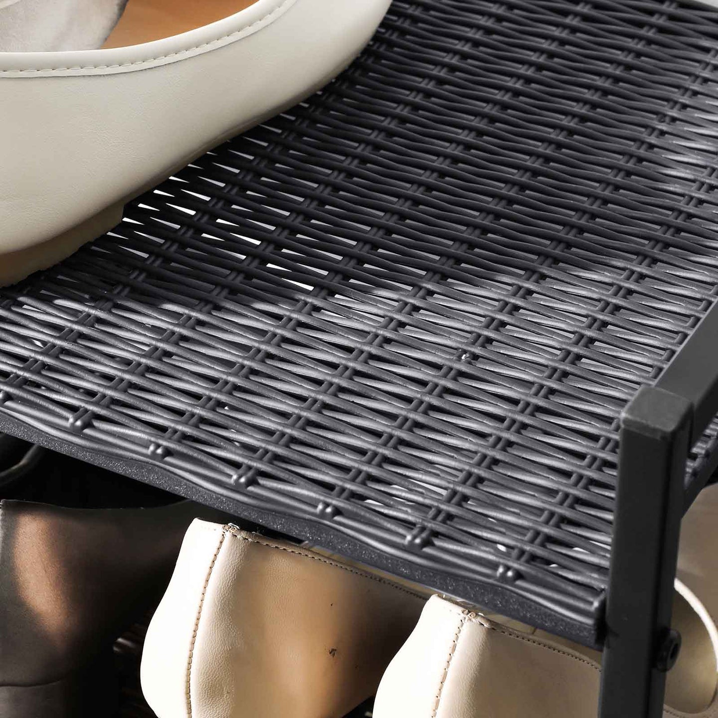 3-Tier Shoe Rack - Smoky Grey - Polyrattan