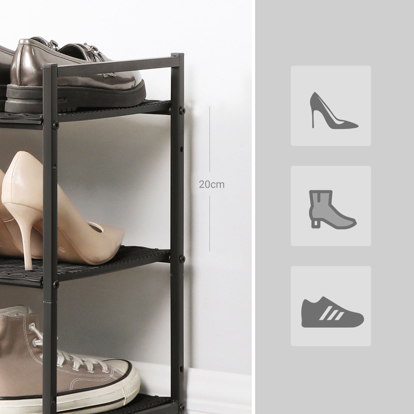3-Tier Shoe Rack - Smoky Grey - Polyrattan
