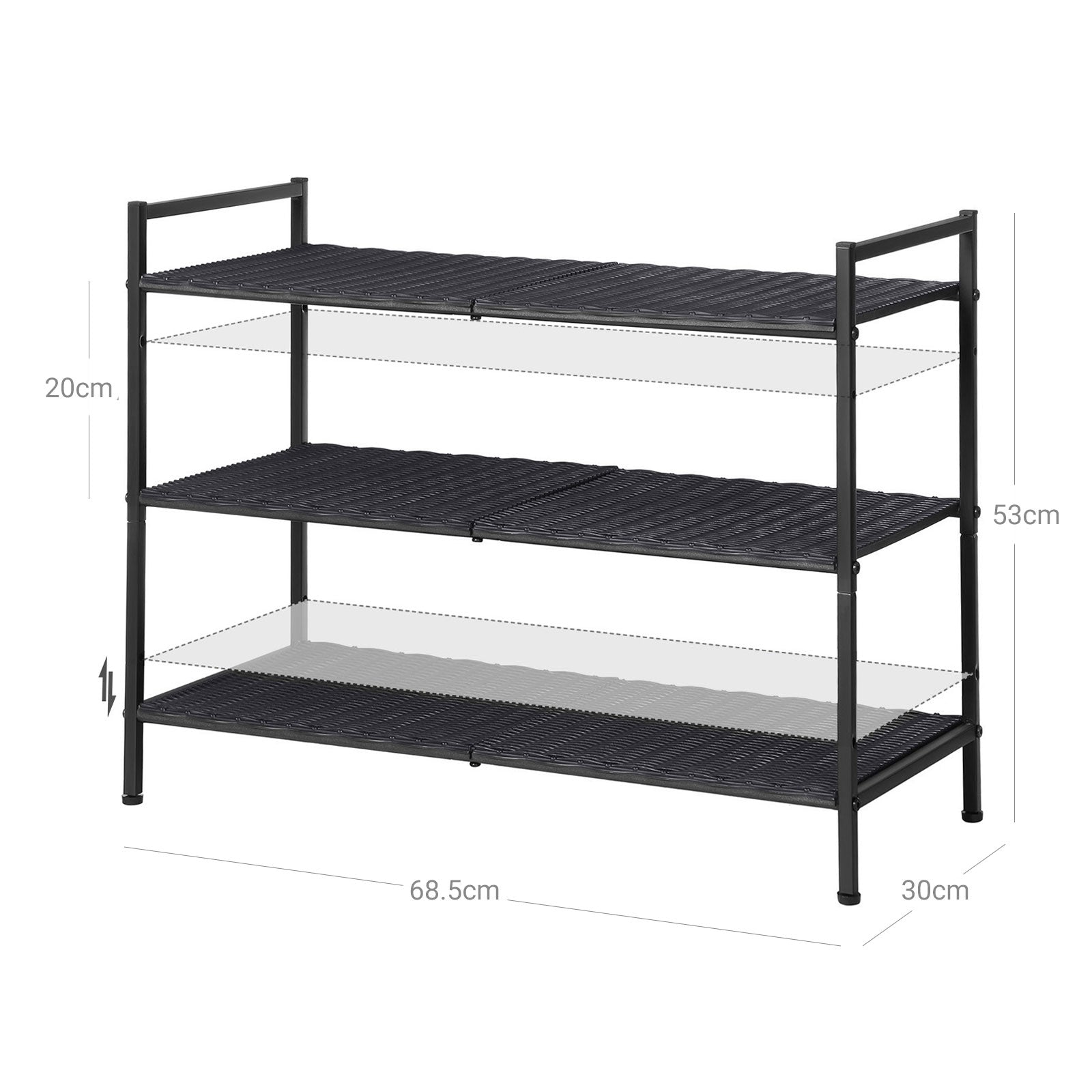 3-Tier Shoe Rack - Smoky Grey - Polyrattan
