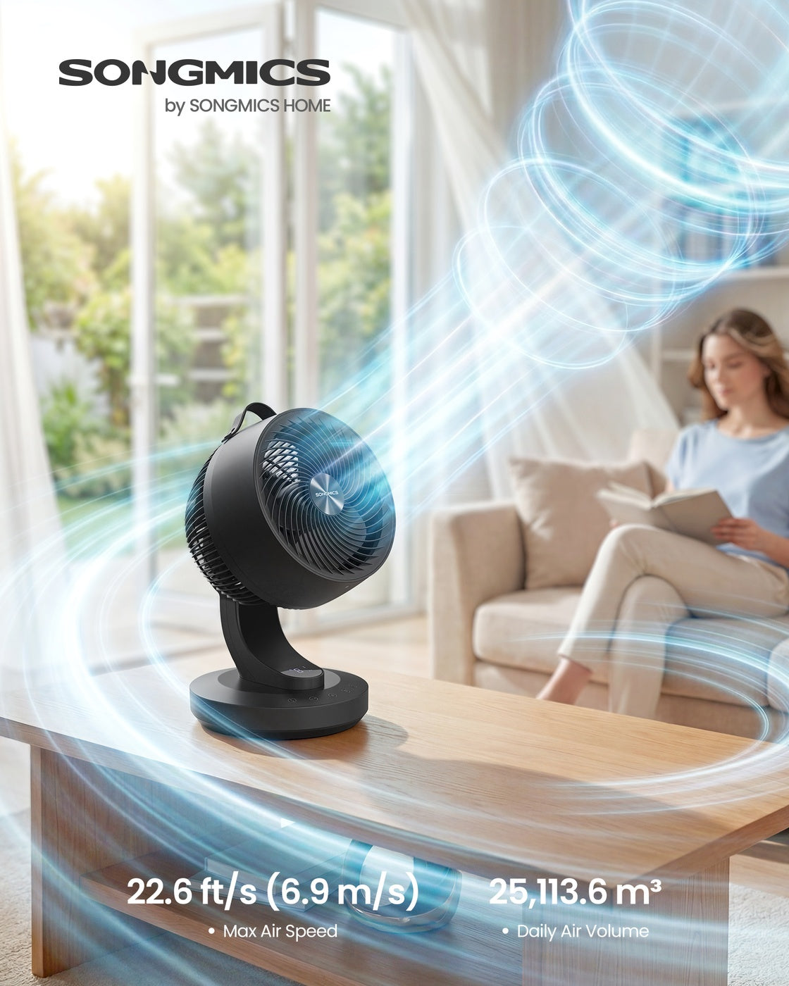 Air Circulator Desk Fan - Plastic and Steel - Ink Black