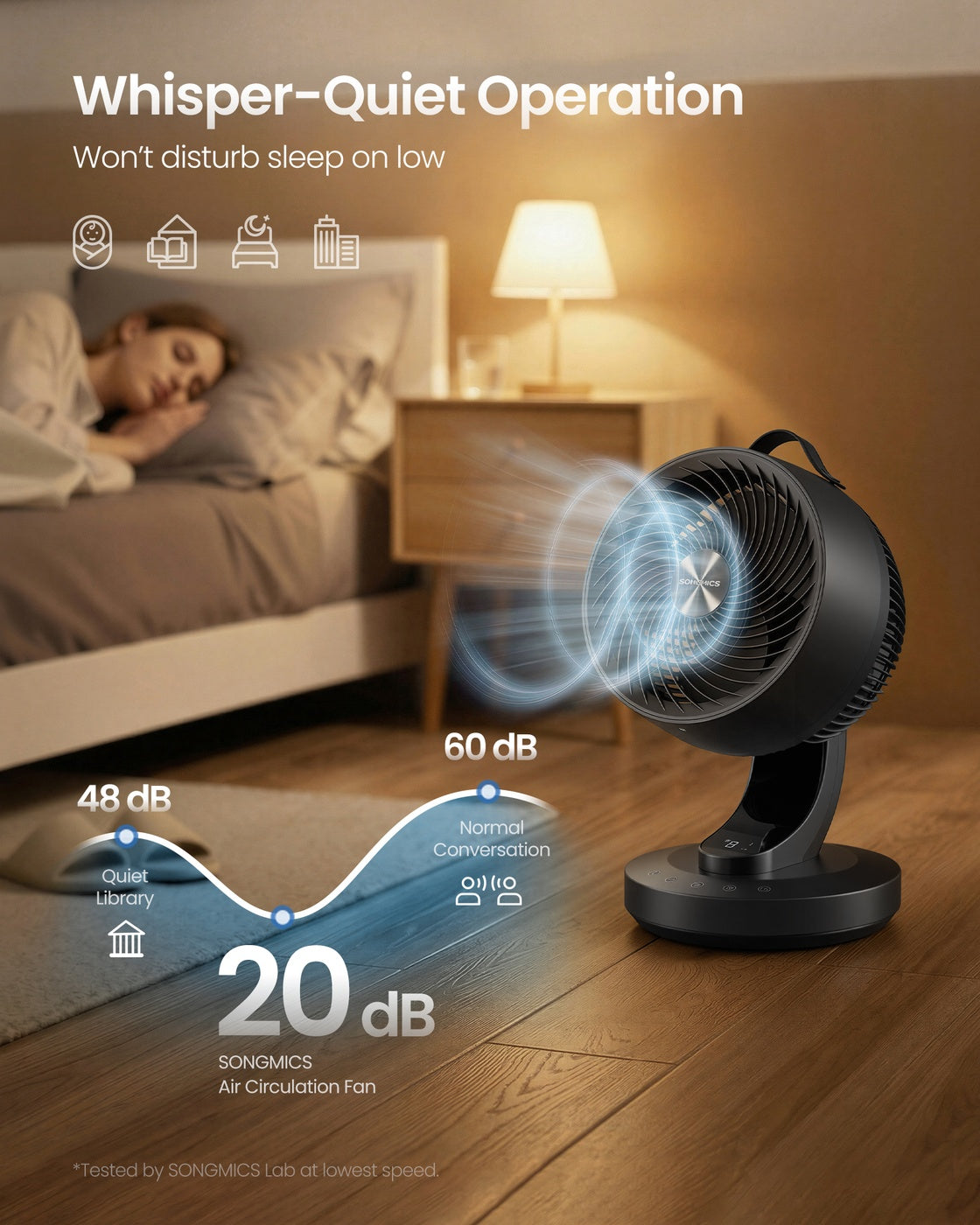 Air Circulator Desk Fan - Plastic and Steel - Ink Black
