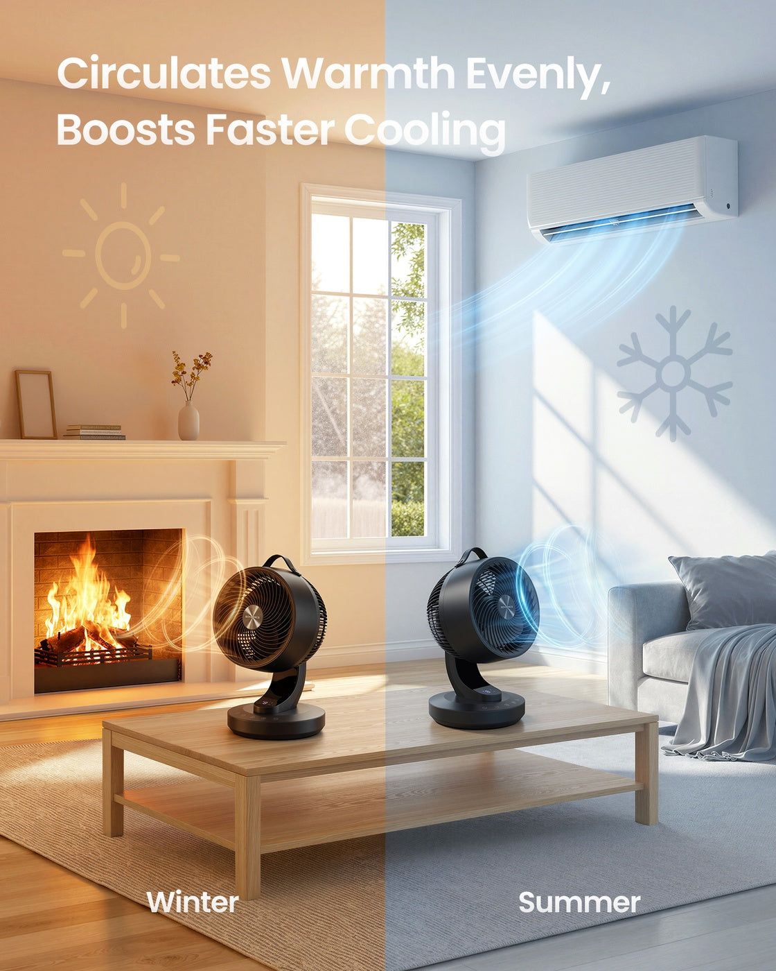 Air Circulator Desk Fan - Plastic and Steel - Ink Black