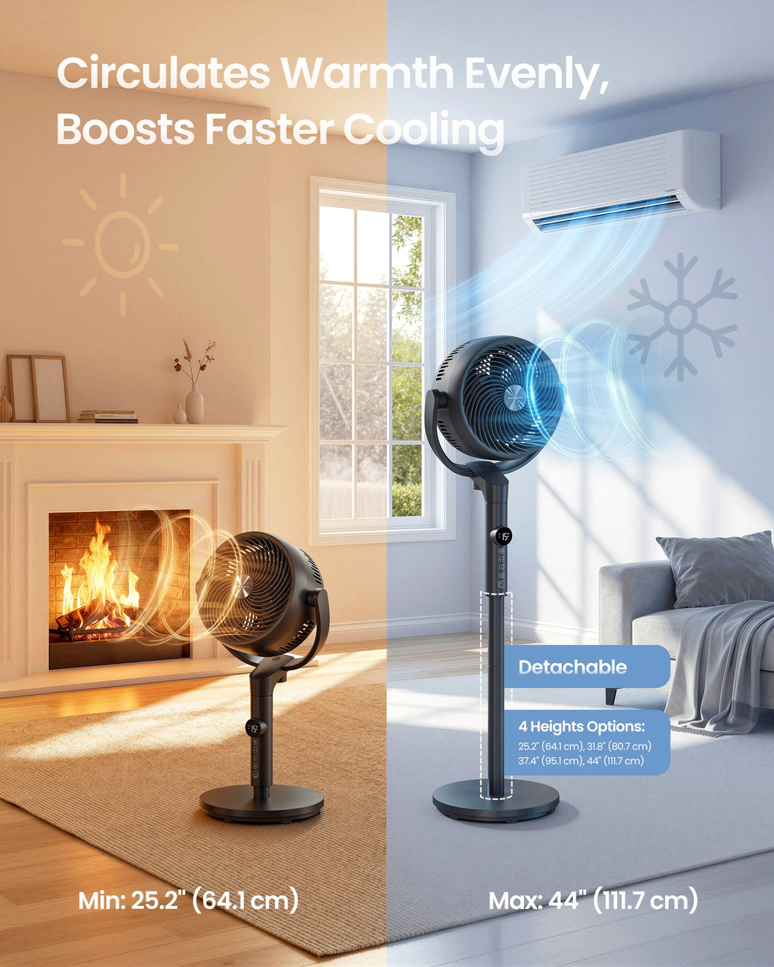 Standing Fan for Bedroom - Plastic and Steel - Ink Black - with Remote