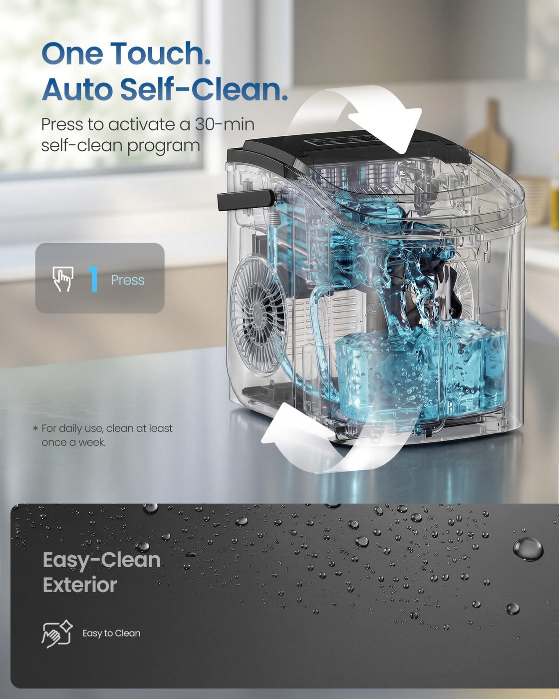 Ice Maker Countertop - Plastic and ABS Plastic - Ink Black