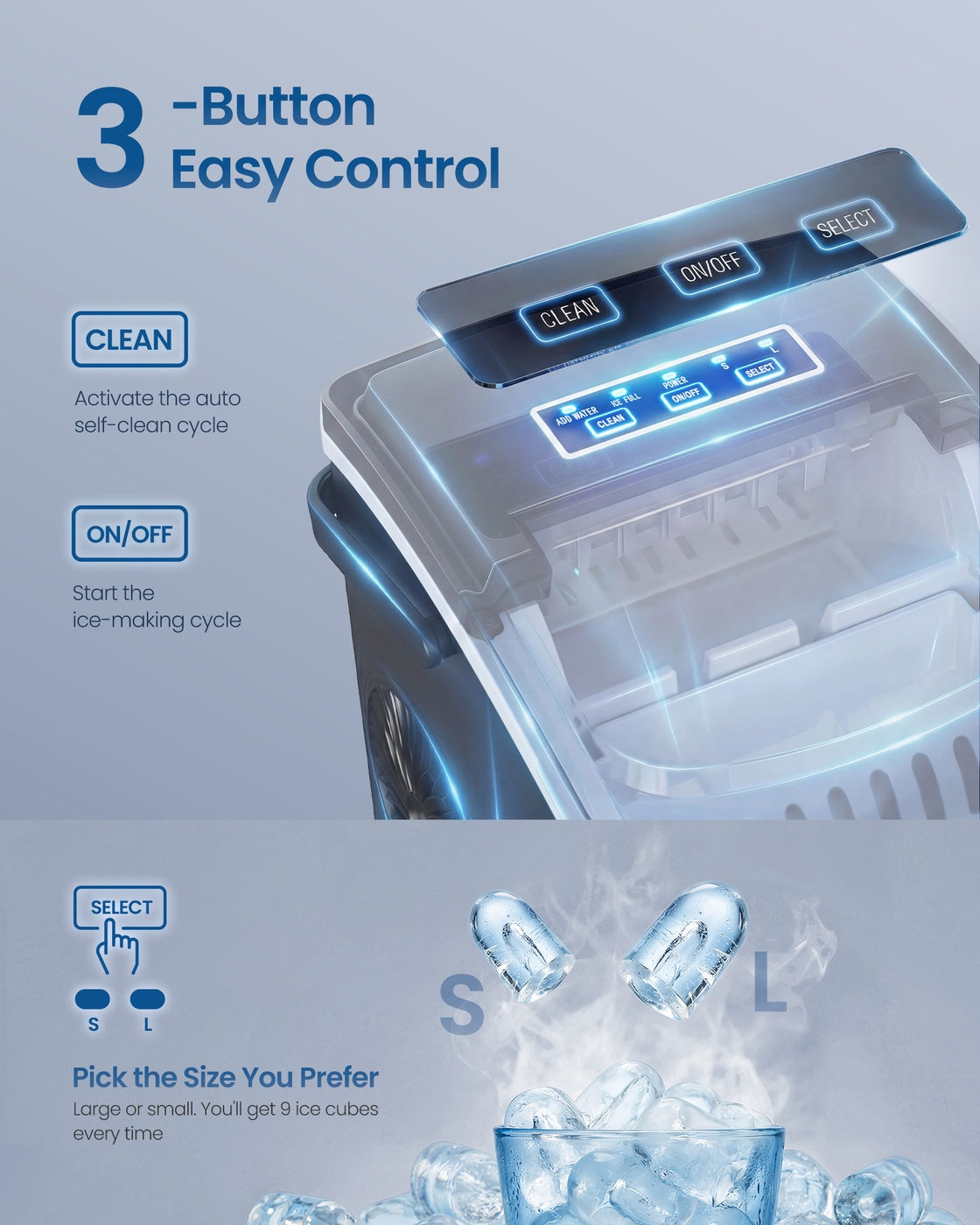 Ice Maker Countertop - Plastic and ABS Plastic - Ink Black