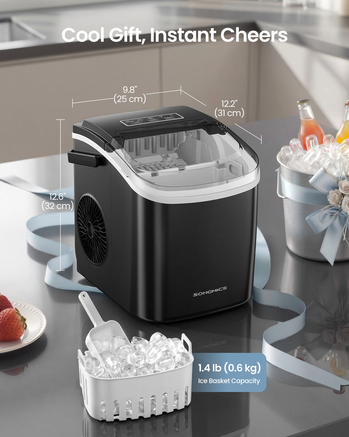 Ice Maker Countertop - Plastic and ABS Plastic - Ink Black
