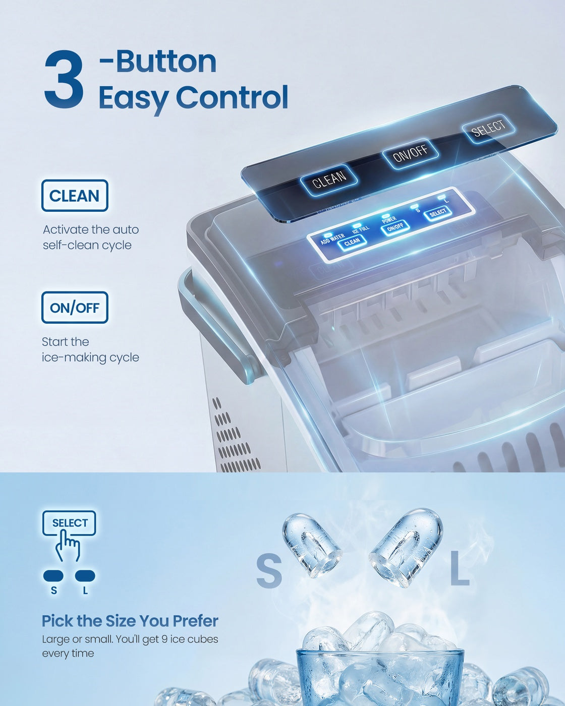Ice Maker Countertop - Plastic and ABS Plastic - Silver Grey