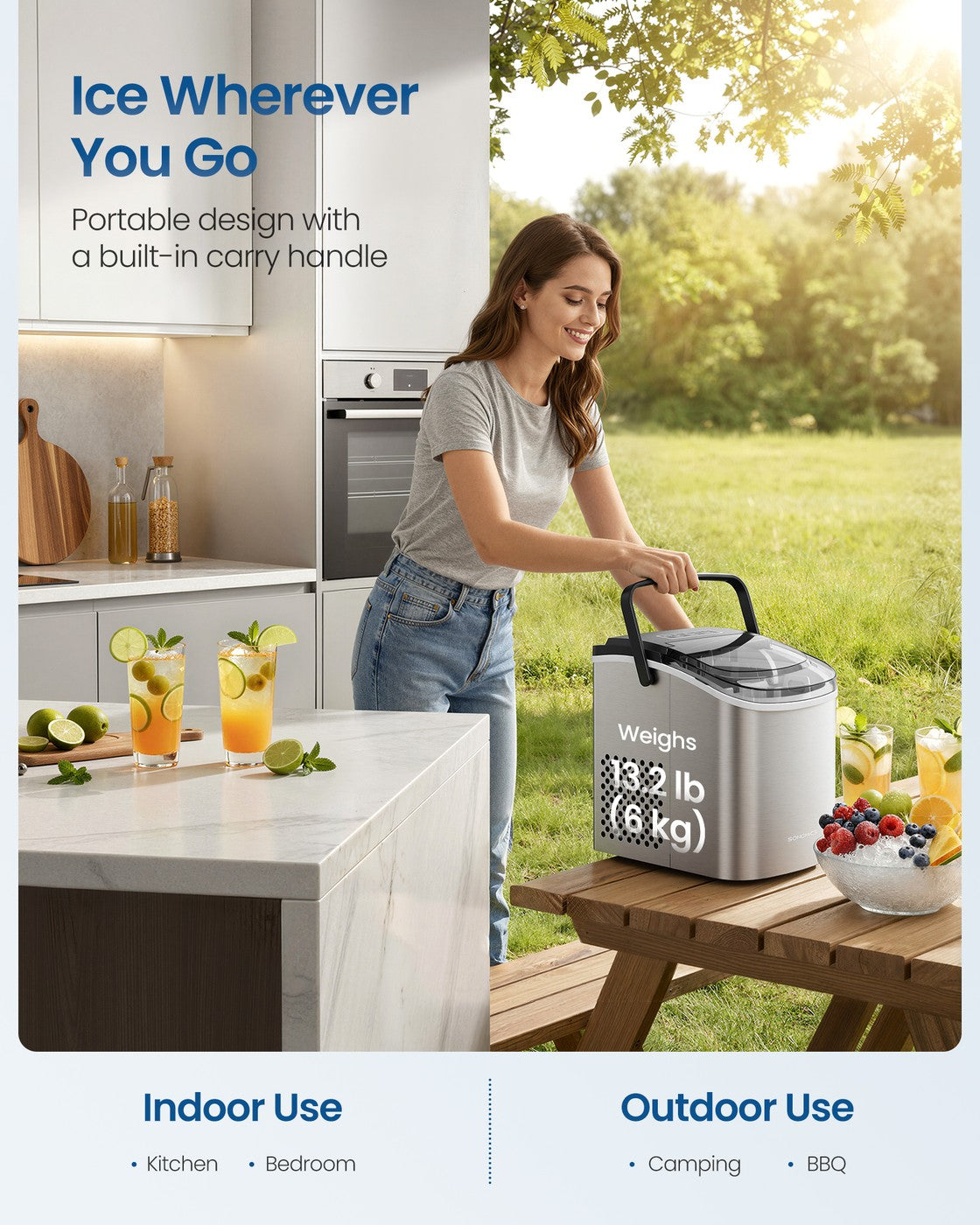 Ice Maker Countertop - Plastic and ABS Plastic - Silver Grey