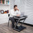 Z-Shaped Computer Desk - Wood - White - Mobile with Sliding Keyboard and Wheels