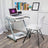 Z-Shaped Computer Desk - Wood - White - Mobile with Sliding Keyboard and Wheels