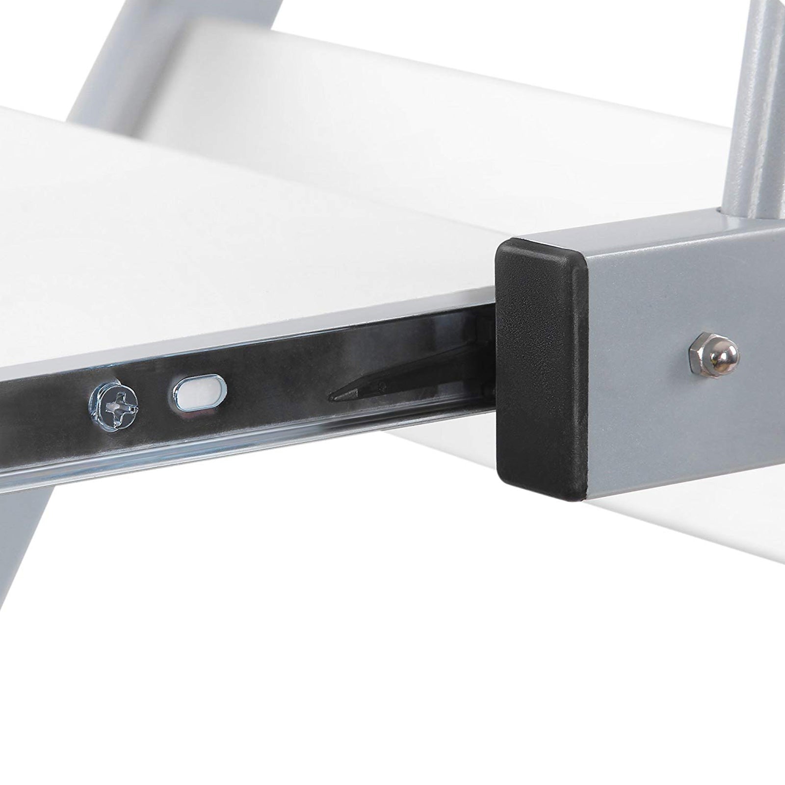 Z-Shaped Computer Desk - Wood - White - Mobile with Sliding Keyboard and Wheels