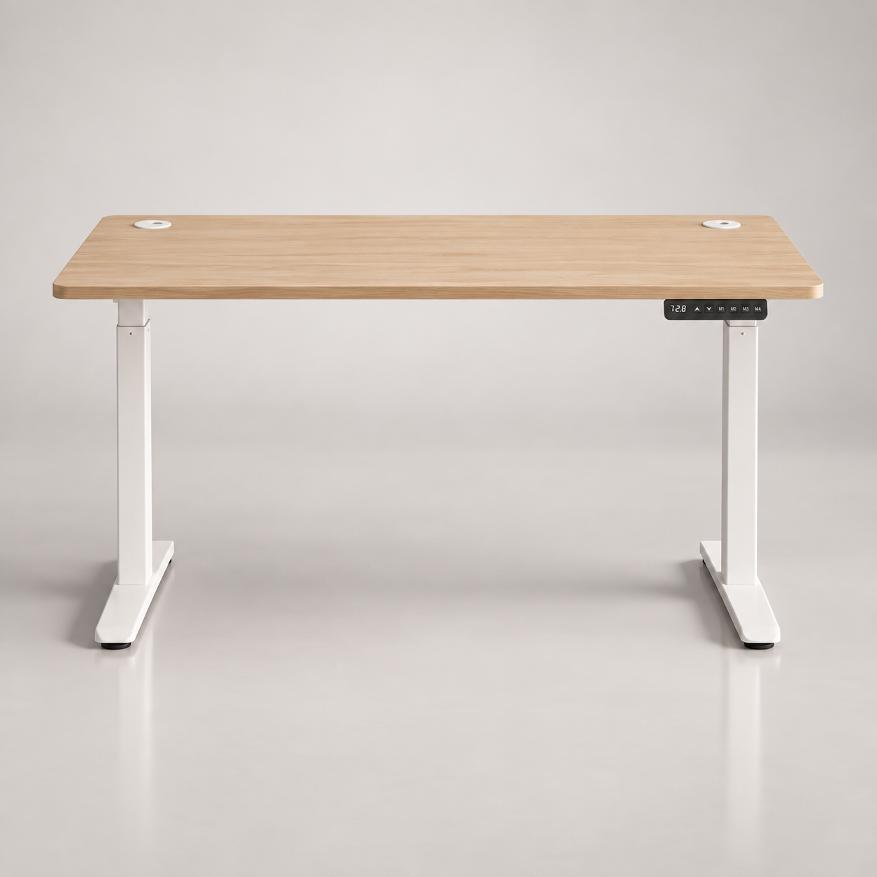 Height Adjustable Desk - Engineered Wood - Cloud White - Electric with 4 Memory Heights and Storage Pocket