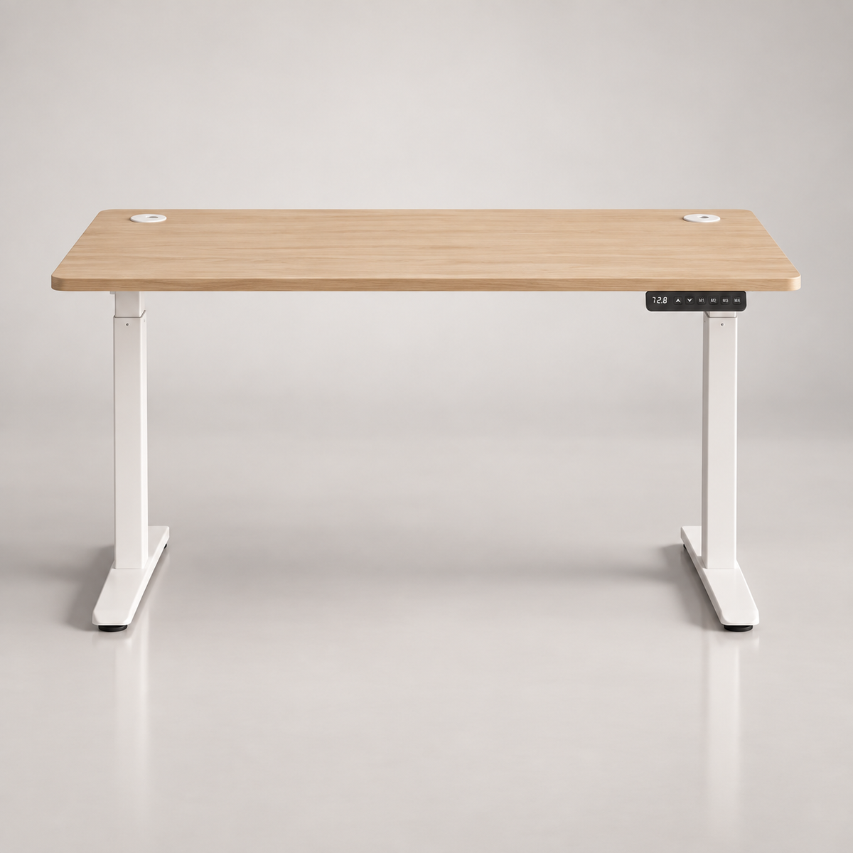 Height Adjustable Desk - Engineered Wood - Cloud White - Electric with 4 Memory Heights and Storage Pocket