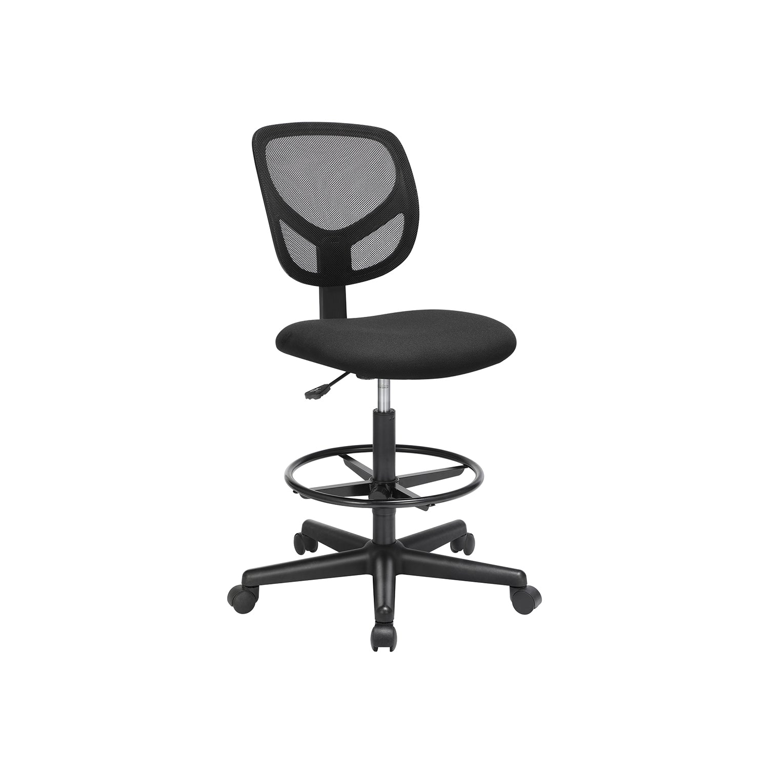 Drafting Stool Chair - Mesh - Black - Ergonomic Design with Adjustable Height Footrest