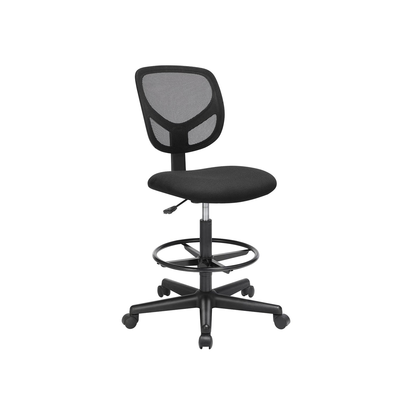 Drafting Stool Chair - Mesh - Black - Ergonomic Design with Adjustable Height Footrest